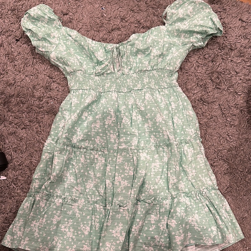 Girls Green Floral dress